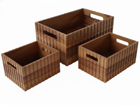Fluted acacia storage bins